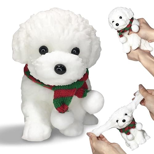 Big Taba Squishy, Cute Teddy Dog Squishy Toys, Handmade Ultra Soft Squishy Fidget Toys, Silicone Squeeze Toys for Kids & Adults, Stress Relief Gifts for Relaxation & Sensory Play (White Teddy Dog) - Image 1