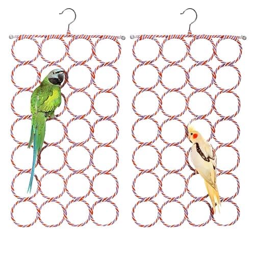 Yopay 4 Pack Parrot Bird Swing Hanging Toys, 71 x 35.5 cm / 28"H x 14"W Rat Climbing Ladder Rope Perch, Net Toy for Cage, Mouse, Parakeets Cockatiels Conures Lovebirds, Multiple Purpose Scarf Hanger thumbnail 3