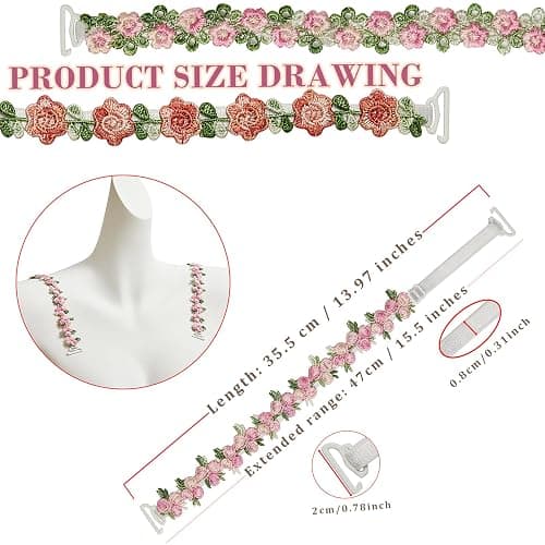 Blumen-BH-Träger für Damen, dekorativer Blumen-Spitzenriemen für trägerloses Kleid/BH thumbnail 2