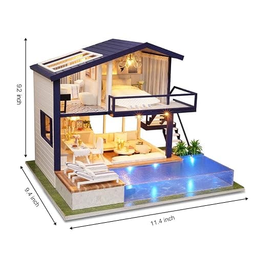 GuDoQi DIY Miniature Dollhouse Kit, Tiny House kit with Music, Miniature House Kit 1:24 Scale, Great Gift for Birthday Easter Day, Time Apartment - Time Apartment thumbnail 3