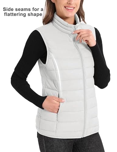 MAGCOMSEN Women's Puffer Vest Lightweight Stand Collar Zip 4 Pockets Puffy Vests Sleeveless Quilted Padded Outerwear thumbnail 5