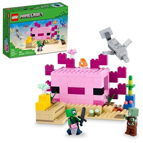 LEGO Minecraft The Axolotl House 21247 Building Toy Set, Creative Adventures at a Colorful Underwater Base, Includes a Diver Explorer, Dolphin, Drowned and More, Minecraft Toy for 7 Year Old Kids - Image 1