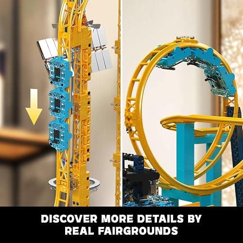Mould King Loop Coaster Building Kit, Large Amusement Park Roller Coaster Model Set with Passenger Train and Motors, Creative Gift for Adults, 3118 PCS thumbnail 6