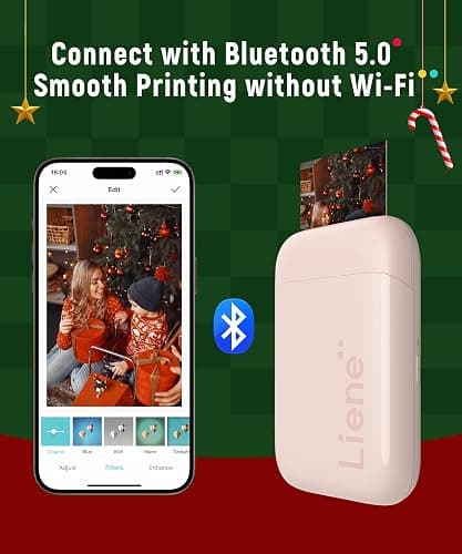 Liene Photo Printer, 2x3 Mini Instant Portable Color Mono Picture Printer w/ 50 Zink Adhesive Paper, Bluetooth 5.0, Compatible w/iOS & Android, Small Photo Maker for iPhone, Smartphones, Pink thumbnail 6