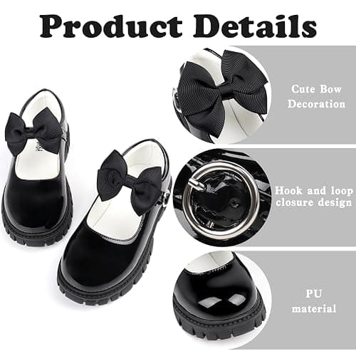 Wulubaba Toddler Girl Dress Shoes Bow Black Dress School Shoes Princess Mary Jane for Toddler/Little Girl thumbnail 4