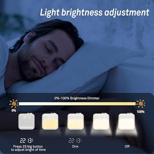 AIRIVO Alarm Clock Night Lights, Built-in Battery Alarm Clock for Bedrooms, 6 Scenes & White Noise Sync, Dual Alarms & Snooze, for Heavy Sleepers, Gifts for Kids Teens thumbnail 3