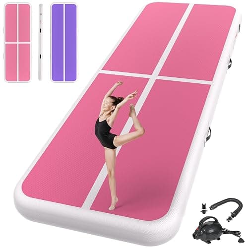 BCGA Inflatable Gymnastics Mat Air Tumble Track Tumbling Mats with Pump | 10ft/13ft/16ft/20ft Gymnastics Air Tumble Mat 4/8 inches Thick for Home/Training/Cheerleading/Yoga/Water Outdoor Indoor Gym - Image 1