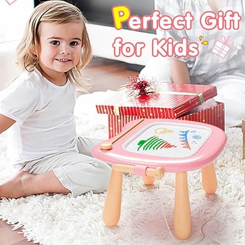 Toys for 1 2 3 Year Old Girl, Magnetic Drawing Board for Toddlers Kids 1-3, Doodle Board Preschool Learning Toys, Baby Christmas Birthday Gifts for 1 2 3 Year Old Girl, Pink thumbnail 7