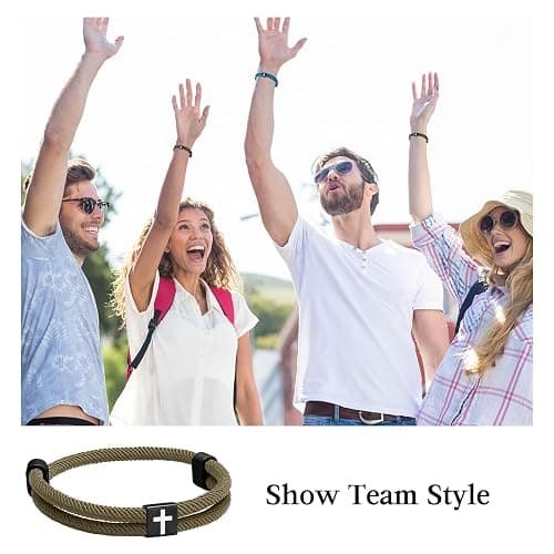 Landical 6 Pcs Braided Cross Bracelet Adjustable Rope Jesus Bracelet Christian Religious Gift for Men Women WWJD Wristband Metal Knot thumbnail 6