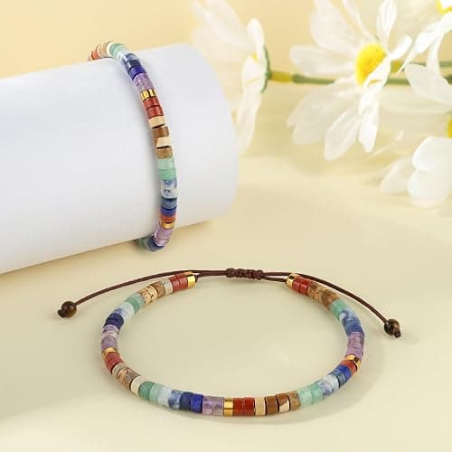 Chakra Bracelets for Women Crystals and Healing Stones Crystal Bracelet Healing Bracelet for Women Christmas Gifts for Woman Spiritual Bracelets for Woman Anxiety 7 Chakras Healing Crystals Meditation Relax Anxiety thumbnail 2