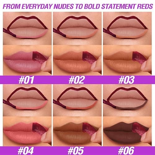 LANGMANNI 6Pcs Peel Off Lip Liner Set,Lip Stain Peel Off,Long-Lasting Waterproof & Smudge-Proof Matte Lip Liners With Ergonomic Handle & Precision Brush,Makeup Gift for Girls (6 Colors Set) thumbnail 3