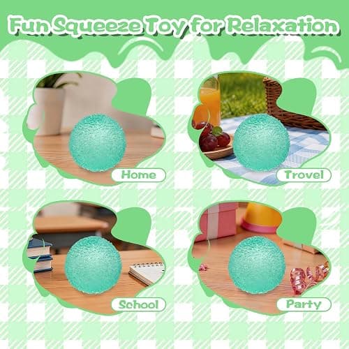 Textured Squishy Stress Ball 6cm/2.36in for Kids Ages 3+ & Adults, Sensory Squeeze Toy, Birthday Party Favor, Easter Basket Stuffer & Goodie Bag Filler(Green) thumbnail 6