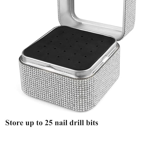 Cellentool Nail Drill Bits Holder Rhinestone Case Box- 25 Holes Dustproof Portable Storage Box Efile Nail Bits Displayer Organizer Container for Manicure Tools thumbnail 4