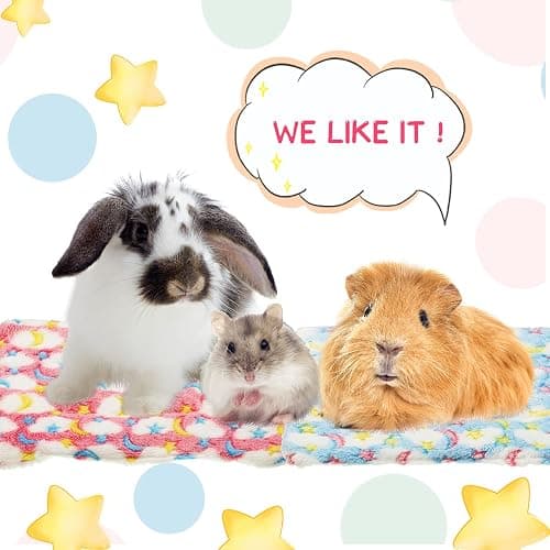 Jetec 3 Pcs Guinea Pig Beds, Fleece Small Animal Mats, Moon, Colorful | 10 x 11 in Soft Double Sided Fleece Pad for Rabbit, Hamster, Chinchilla, Rat, Warm Hideout, Cozy Small Animal Cage Bed thumbnail 6
