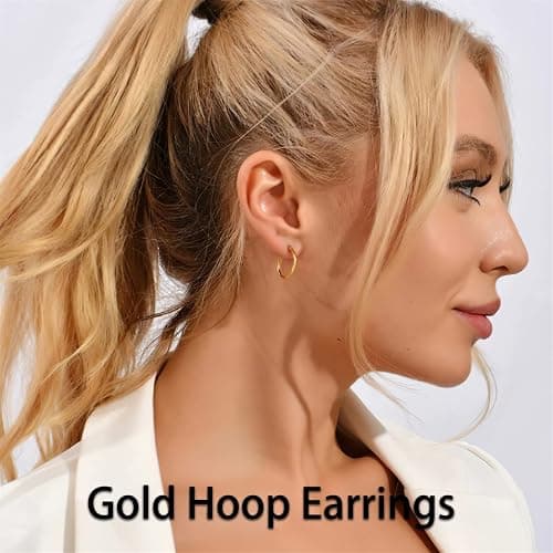 Minimalist Hoops for Women - 14K Gold Open Huggie Hoop Earrings, Hypoallergenic Tiny Hoops in Gold and Silver (Set of 1-5 Pairs) thumbnail 5