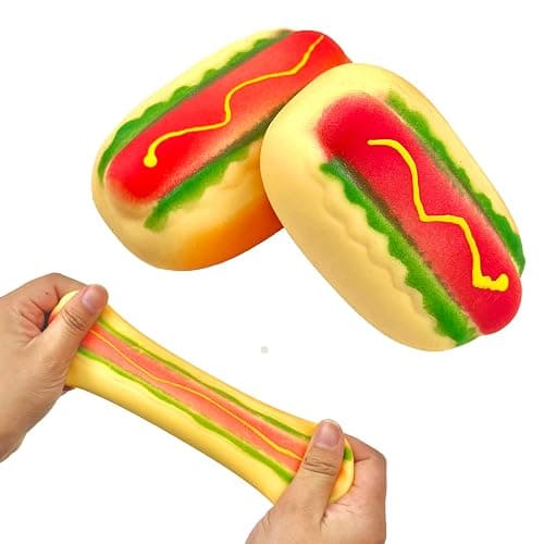 2pcs Hot Dog Squeezes Toys, Cute Soft Squishys Fidget Food Toys Anxiety Relief for Kids Adults Gifts - Image 1