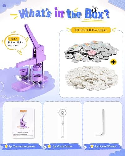 Alldeer Button Maker Machine Kit 32mm - 1.25 inch Badge Pin Maker for Kids thumbnail 8