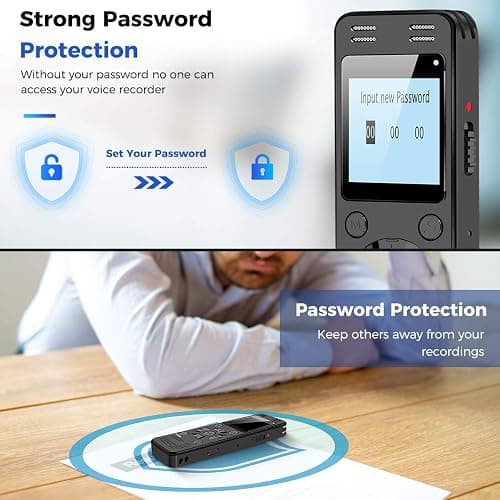 128GB Digital Voice Recorder for Lectures Meetings - EVIDA 9296 Hours Voice Activated Recording Device Audio Recorder with Playback,Password thumbnail 6