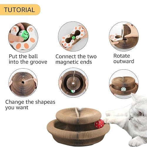 Cat Toy, Magic Organ Cat Scratch Board, Compact Cats Accordion Toy, Interactive Cardboard Cat Scratcher Pad Toys with Bell Ball for Indoor Exercise thumbnail 5