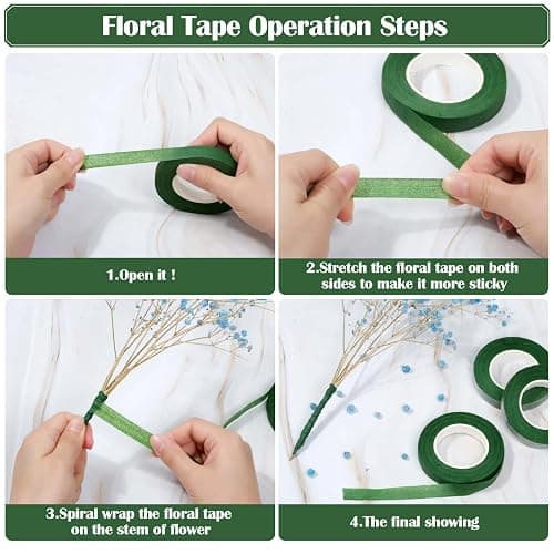 PAXCOO Floral Arrangement Kit with Green Tape and Wire, Boutonniere Flower pin, Wire Cutter for Wreath Making Supplies thumbnail 4