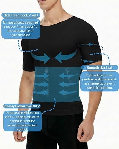Men's Compression Shirt Undershirt Slimming Tank Top Workout Vest Abs Abdomen Slim Body Shaper thumbnail 7