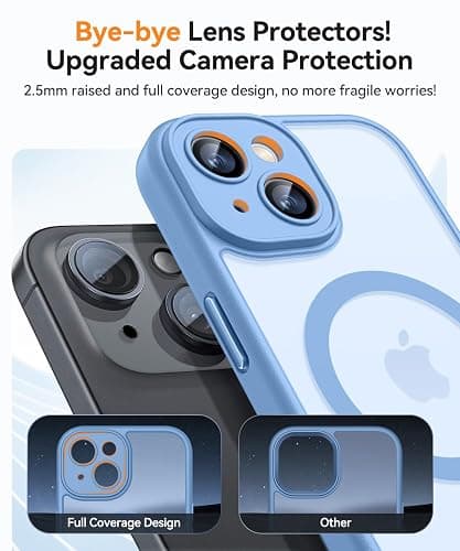 CANSHN Magnetic for iPhone 15 Case, Upgraded [Full Camera Protection] [Compatible with Magsafe] [Translucent Matte] Shockproof Protective Phone Case for iPhone 15 6.1" - Light Blue thumbnail 4