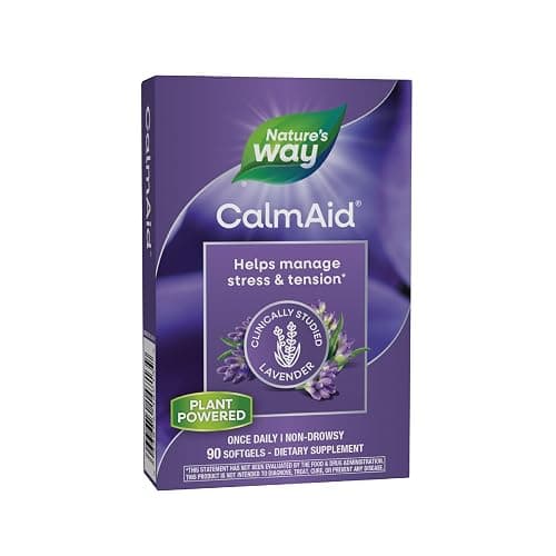 Nature's Way CalmAid, Helps Manage Stress and Tension*, Clinically Studied Lavender, Non-Drowsy, 90 Softgels - Image 1