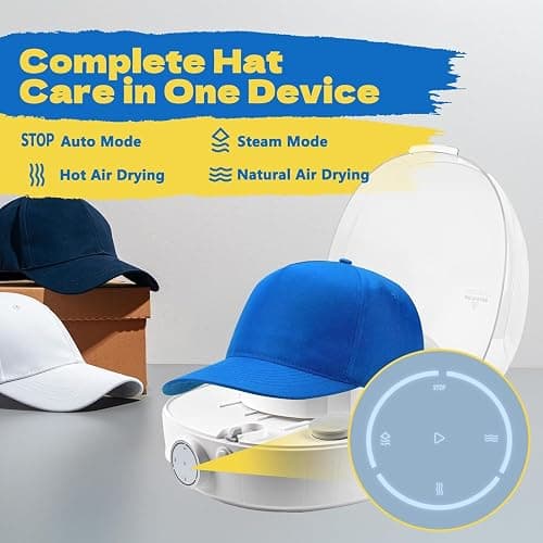 Hat Cleaner, Automatic Hat Steam Cleaner, Hat Shaper, All in One Hat Care Machine, Steam Cleaning & Ironing and Fast Drying for Baseball Caps, Bucket Hats, Felt Hats thumbnail 4