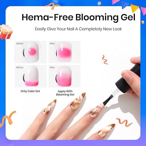 Beetles Blooming Gel - Hema Free Clear Blossom Blooming Gel Polish for Spreading Effect DIY Watercolor Floral Print Soak off U V LED Lamp Cure Nail Diy Manicure Art Design Gift thumbnail 4