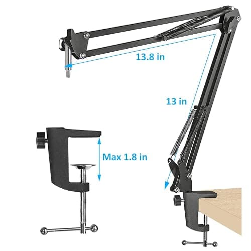 Audio-Technica AT2020 Mic Boom Arm with Foam Windscreen, Suspension Boom Scissor Arm Stand with Pop Filter Cover for Audio-Technica AT2020 Microphone by SUNMON thumbnail 5