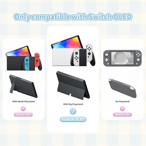 GeekShare Protective Case for Switch OLED,Slim Cover Case Compatible with Switch OLED Separable Soft Silicone Protective Shell for Joy Con with 2 Thumb Grip Caps - Mikko Sweet Thoughts thumbnail 2