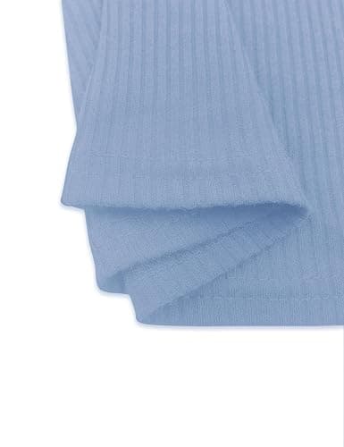 Peacameo Girl's One Shoulder Tank Top Cute Ribbed Sleeveless Tops Basic Cami Shirts - Sky Blue - 11 Years thumbnail 4