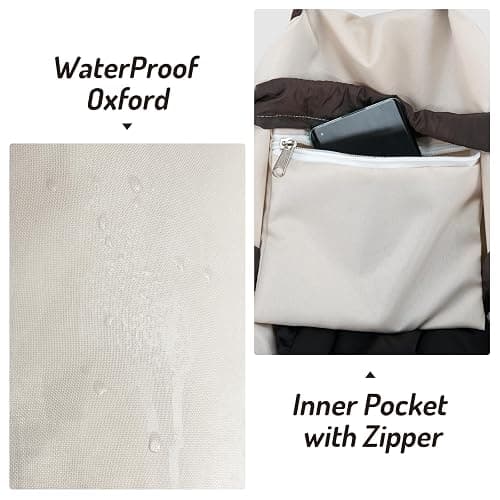 Laundry Bag Backpack with Shoulder Straps and Detergent Holder Clothes, Travel Laundry Backpack Bag Hamper for College Dorm Room Essentials (Khaki w Brown) - Khaki w Brown thumbnail 4
