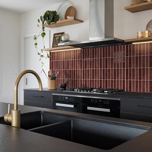 Alwayspon 10 Sheets 12" x12'' Retro Red 3D Vinyl Backsplash Tiles, Self-Adhesive Peel and Stick Wall Tile Stickers Stick on Subway Tiles for Kitchen Bathroom Wall thumbnail 7