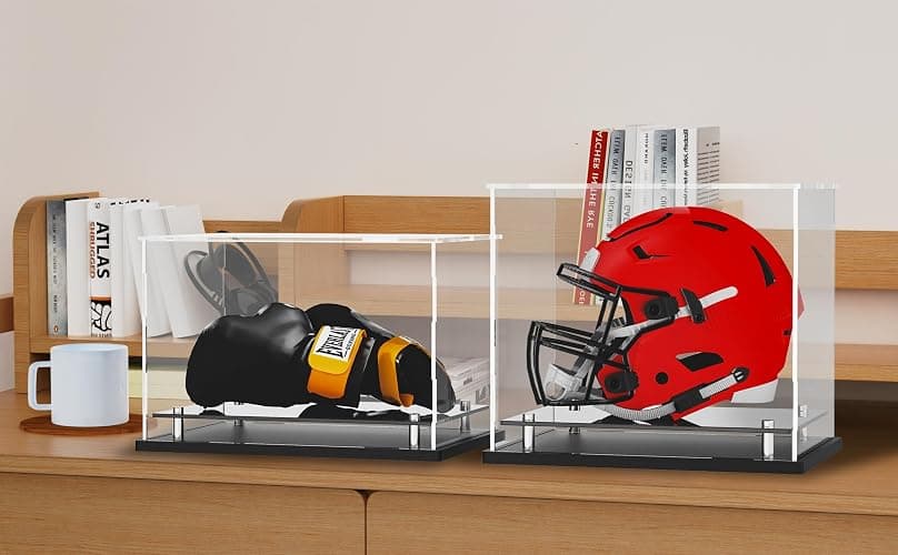 Clear Boxing Glove Display Case,Self-Assembly Acrylic Baseball Glove Display case for Full Size,Football Glove Display Case Holder Showcase.Baseball Mitt Ball Display Case with Black Base Riser Stand thumbnail 2
