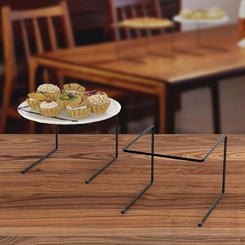 DIYIIRON Black Metal Pizza Tray Display Serving Stands | 6 Pack pizza rack holders, ideal for home, restaurant and canteen party food display thumbnail 2