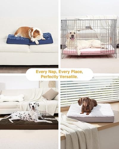 KSIIA Orthopedic Dog Bed Dog Crate Bed Waterproof for Large Dogs Deluxe Plush Washable Pet Mat with Egg Crate Foam & Removable Cover, 35 x 22 Inch, Gray thumbnail 7