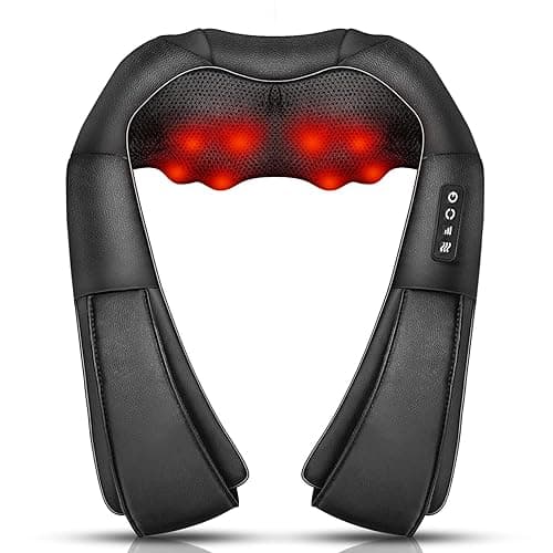 Neck Massager, Deep Tissue 3D Kneading, by iKristin, Portable, with Heat, Shiatsu Massager for Neck, Back, Shoulder, Foot and Leg, at Home and Car, Suitable for Women and Men (Black)
