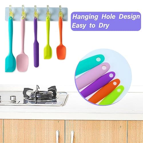 Silicone Spatula Set, 5 Piece Food Grade Rubber Spatulas for Baking, Cooking, and Mixing High Heat Resistant Non Stick Dishwasher Safe BPA-Free (Multicolor) thumbnail 4