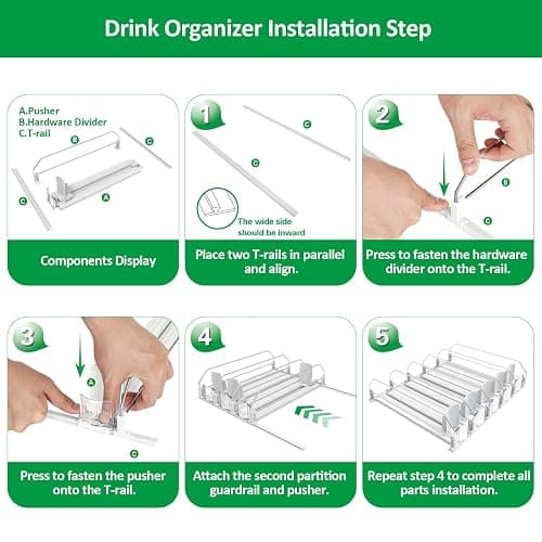 Drink Organizer for Fridge-White Automatic Pusher Glide,12oz 16oz 20oz-Soda Dispenser for Fridge-Holds up to 25 Cans thumbnail 7