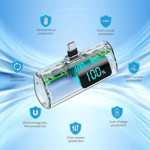 [2-Pack]Portable Charger for iPhone 17/16/15 Series,Upgraded 5200mAh PD USB C Power Bank Built-in USB-C Connector, Battery Pack Compatible with iPhone 17/17 Pro/17 Pro Max/16/15 Series,Samsung,Android thumbnail 7