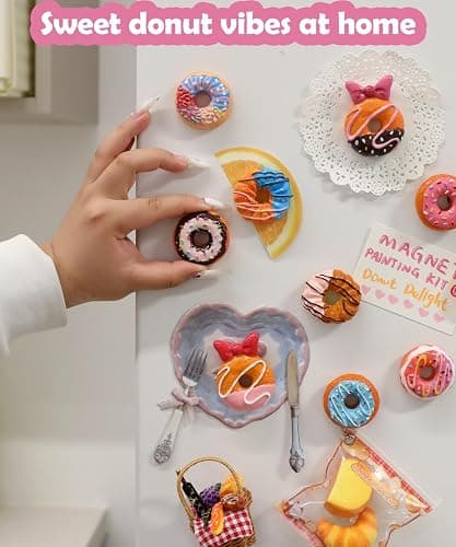 Grabie Magnet Painting Kit, DIY Fridge Magnets, Donut Delight | Includes 5 Dual-Tip Markers, Create Refrigerator Magnets, Fun Arts & Crafts Activity, Stress-Relieving Craft Gift thumbnail 7