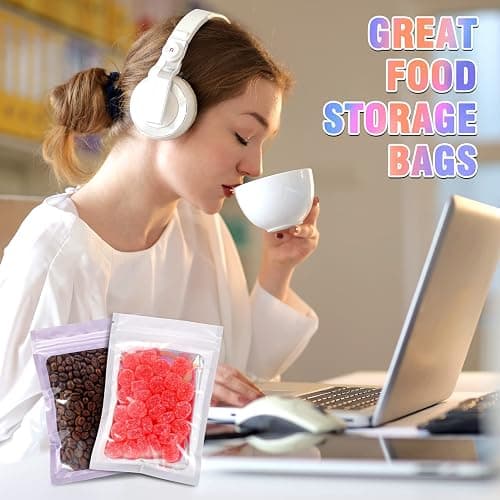 FITIMOR 100 PCS Mylar Holographic Bags, MINI Resealable Bags, Scent Proof Bag, Bracelet Bag, Small Gift Baggies for Dulces, Lipgloss, Eyelash, Jewelry Packaging | 2.4x3.9 Inch thumbnail 5