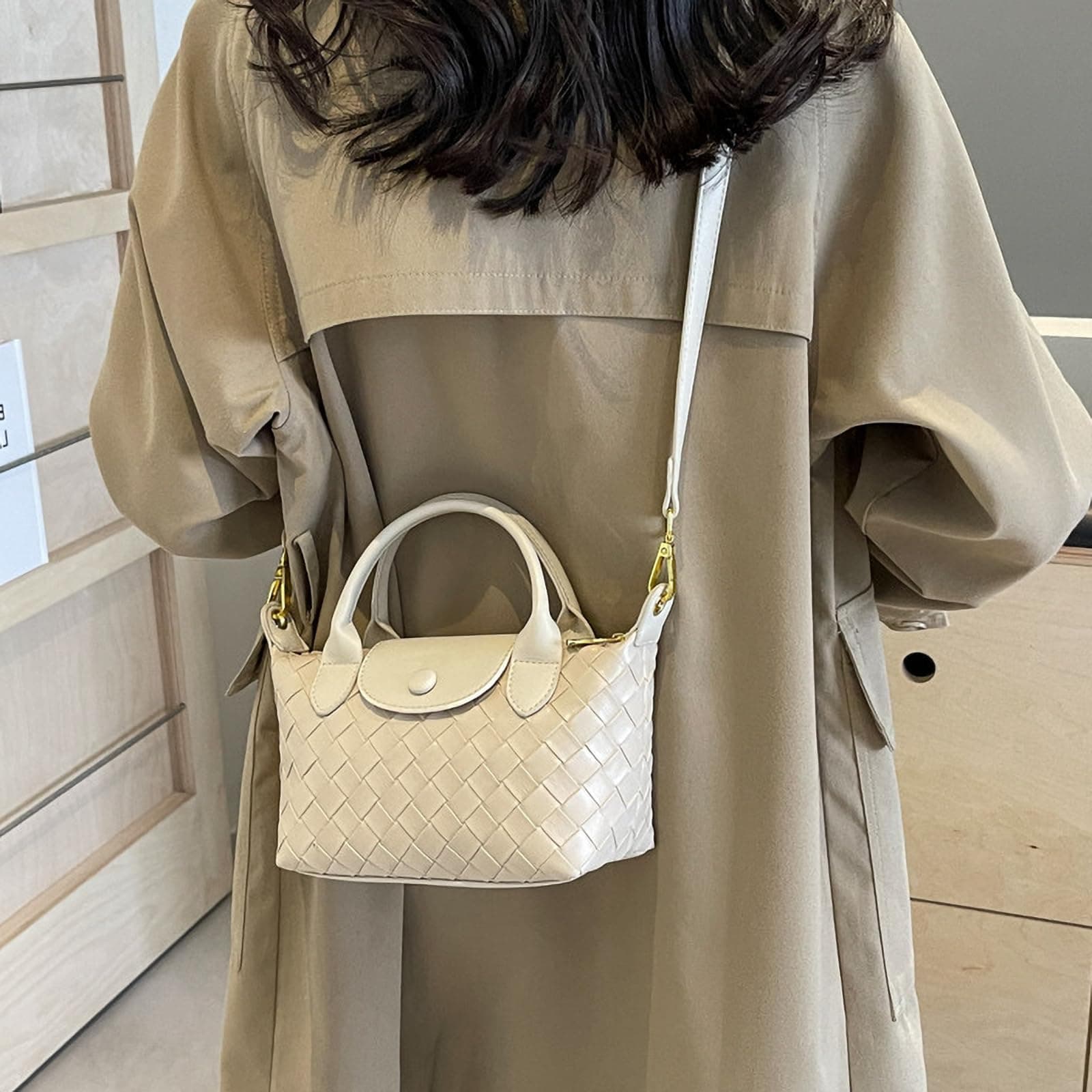 Mini Small Size Braided Luxury Leather Women's top Handle Handbag Fashion Travel Daily Satchel thumbnail 2