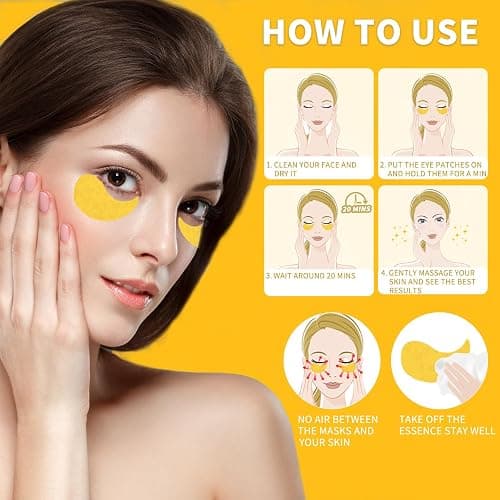 Qyiywim Under Eye Patches 70PCS, 24K Gold Eye Patches for Puffy Eyes Treatment, Under Eye Masks for Dark Circles and Puffiness, Non-Irritating Eye Mask Skincare, Eyes Bags Treatment, Eye Gel Pads thumbnail 6