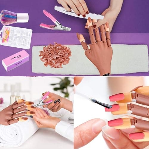 Nail Trainning Practice Hand for Acrylic Nail-Flexible Nail Training Hand Kits, False Fake Mannequin Model Train Hand with 300 PCS Nail Tips, Nail Files thumbnail 9