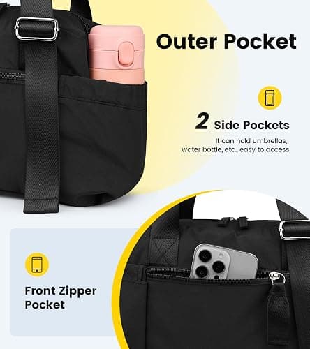 Vorspack Mini Gym Bag for Women - Small Duffle Bag Lightweight Duffel Bag with Wet Pocket Cute Sports Bag for Gym Dance Yoga - Black thumbnail 4