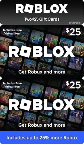 Roblox Physical Gift Cards, Multipack 2 x $25 [Includes Free Virtual Item] [Redeem Worldwide] - Image 1