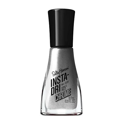 Sally Hansen Insta-Dri Nail Polish Chrome Top Coat | Quick Dry, Long Lasting, Streak-Free Shine, Opaque | Steel the Show | Metallic Silver Nail Polish - Image 1