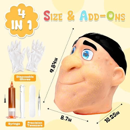 2026 Premium Pack Refillable Pimple Popping Toy – Big Head Squeeze Toy for Stress & Anxiety Relief, Realistic Pus Burst Fidget Toy, Funny Gag Gift for Adults, Black Hair thumbnail 2